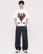 Mockup Boxy Heavyweight Tee White male full-body 01