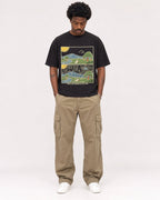 Mockup Boxy Heavyweight Tee Black male full-body 24
