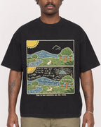 Mockup Boxy Heavyweight Tee Black male close-up 24