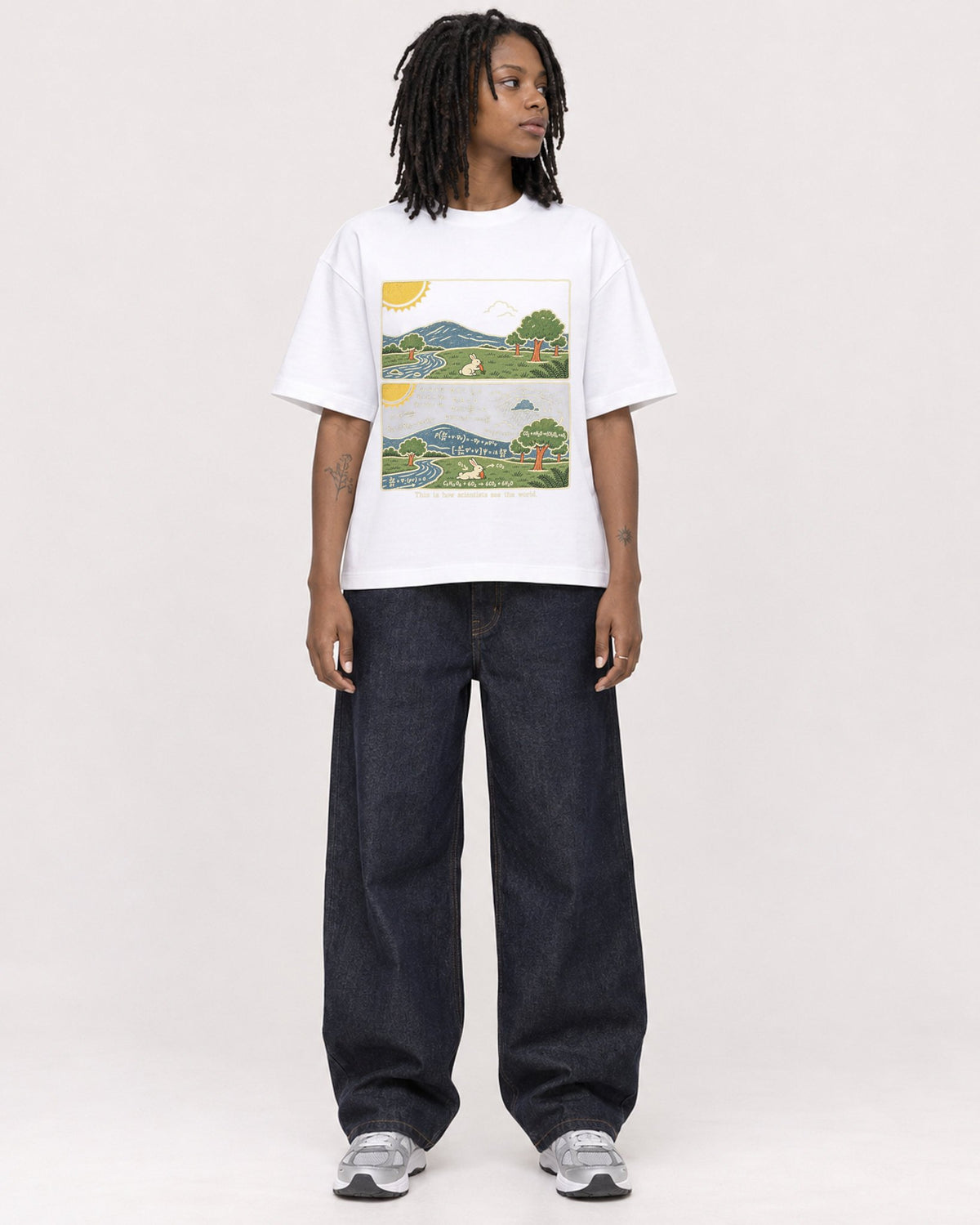 Mockup Boxy Heavyweight Tee White female full-body 24