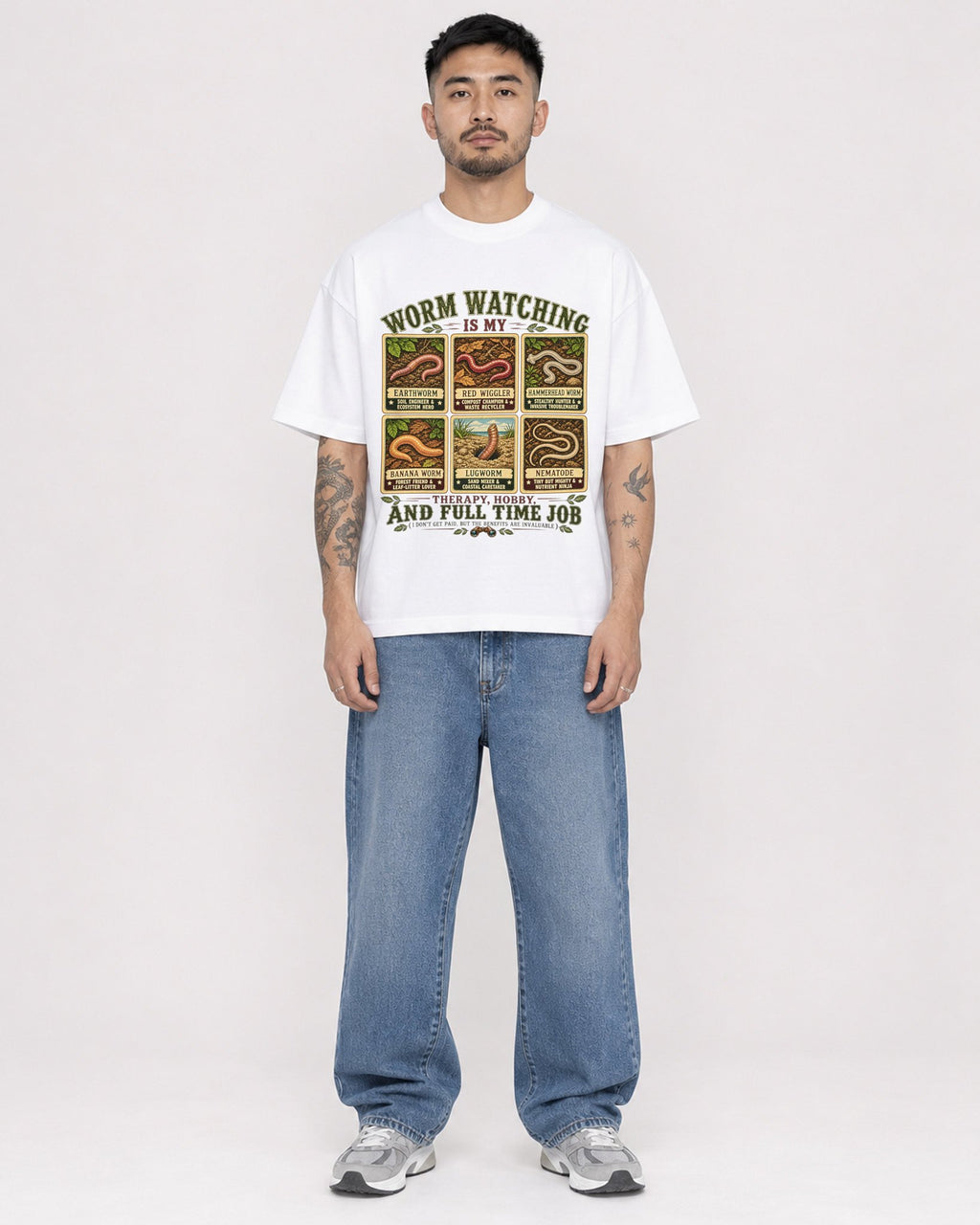 Mockup Boxy Heavyweight Tee White male full-body 12