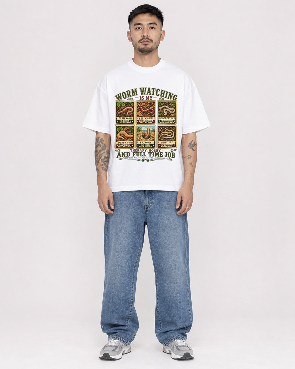 Mockup Boxy Heavyweight Tee White male full-body 12