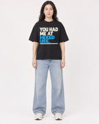 Mockup Boxy Heavyweight Tee Black female full-body 03