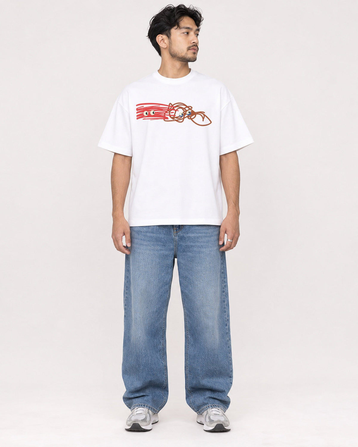 Mockup Boxy Heavyweight Tee White male full-body 02