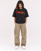 Mockup Boxy Heavyweight Tee Black female full-body 02