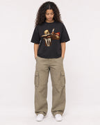 Mockup Boxy Heavyweight Tee Black female full-body 10