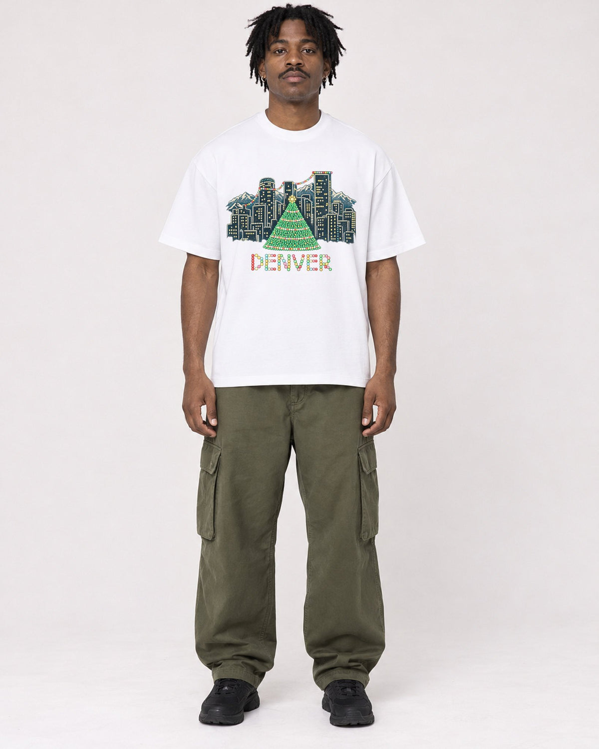 Mockup Boxy Heavyweight Tee White male full-body 04