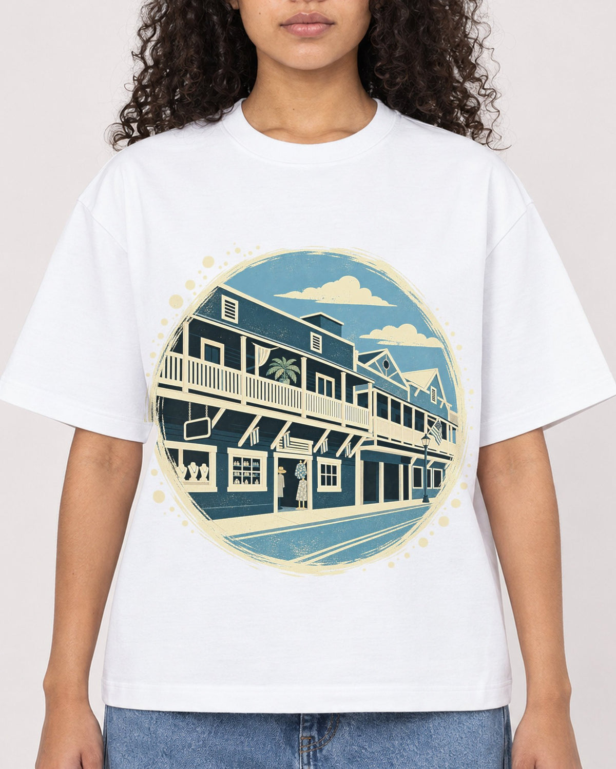 Mockup Boxy Heavyweight Tee White female close-up 10