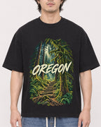 Mockup Boxy Heavyweight Tee Black male close-up 03