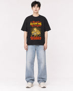 Mockup Boxy Heavyweight Tee Black male full-body 01
