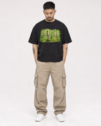 Mockup Boxy Heavyweight Tee Black male full-body 12