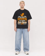 Mockup Boxy Heavyweight Tee Black male full-body 33