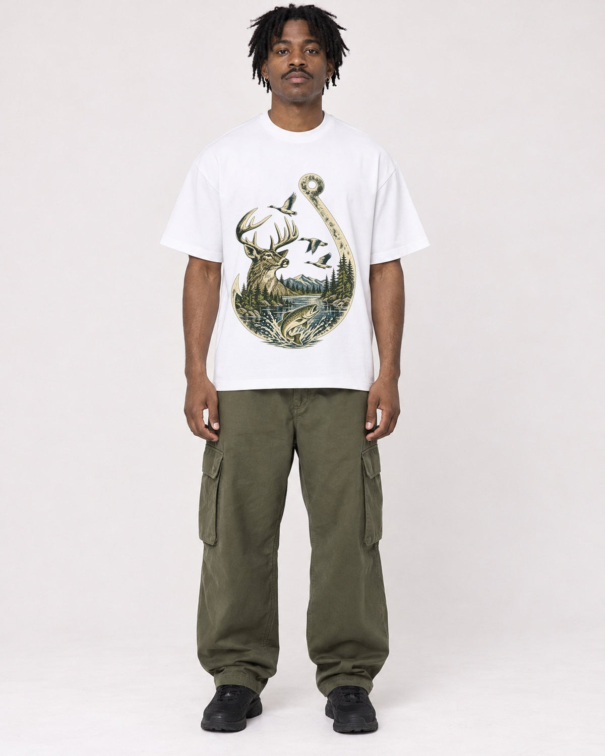 Mockup Boxy Heavyweight Tee White male full-body 04