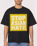 Mockup Boxy Heavyweight Tee Black male close-up 10