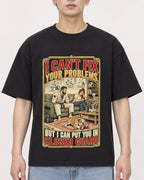 Mockup Boxy Heavyweight Tee Black male close-up 01