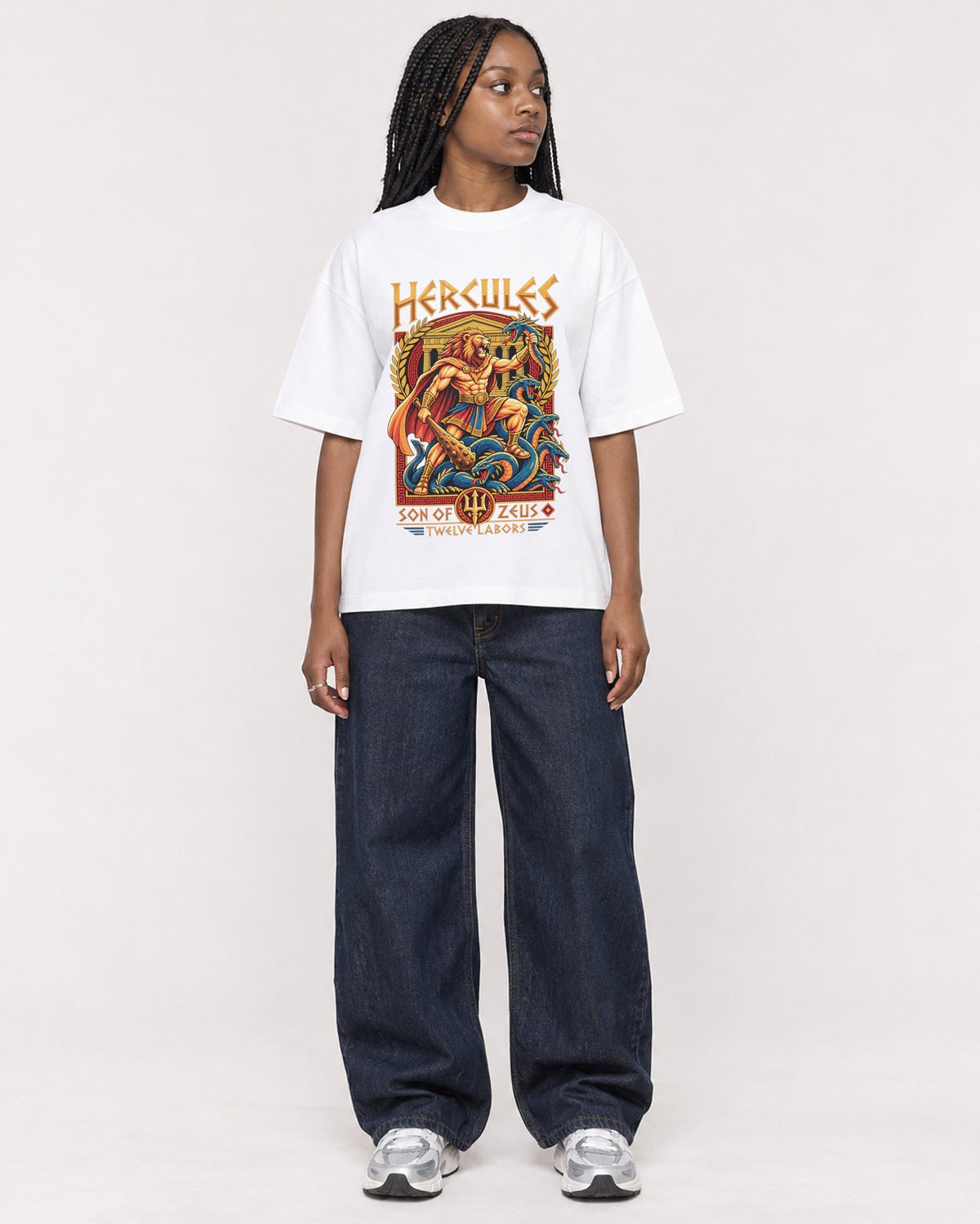 Mockup Boxy Heavyweight Tee White female full-body 04