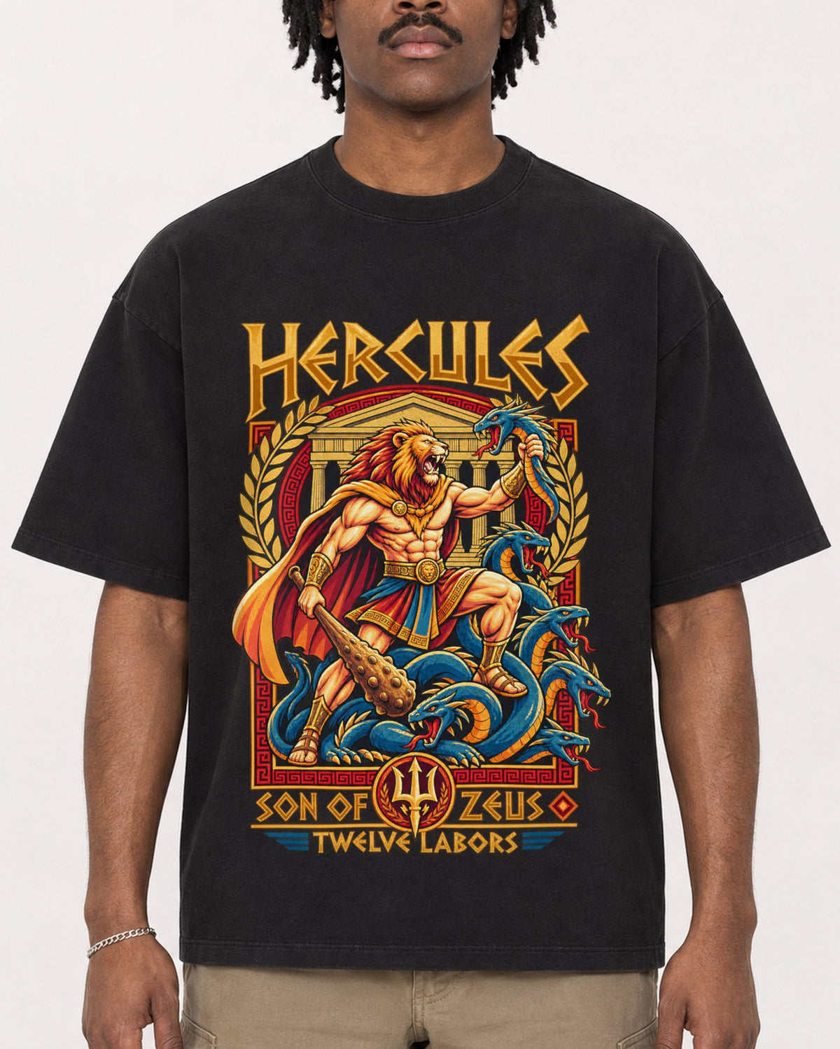 Mockup Boxy Heavyweight Tee Black male close-up 04