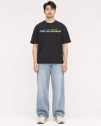 Mockup Boxy Heavyweight Tee Black male full-body 13