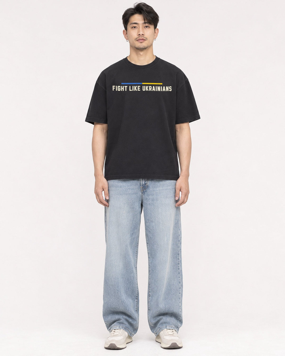 Mockup Boxy Heavyweight Tee Black male full-body 13