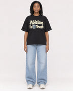 Mockup Boxy Heavyweight Tee Black female full-body 15