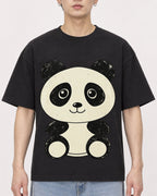 Mockup Boxy Heavyweight Tee Black male close-up 01