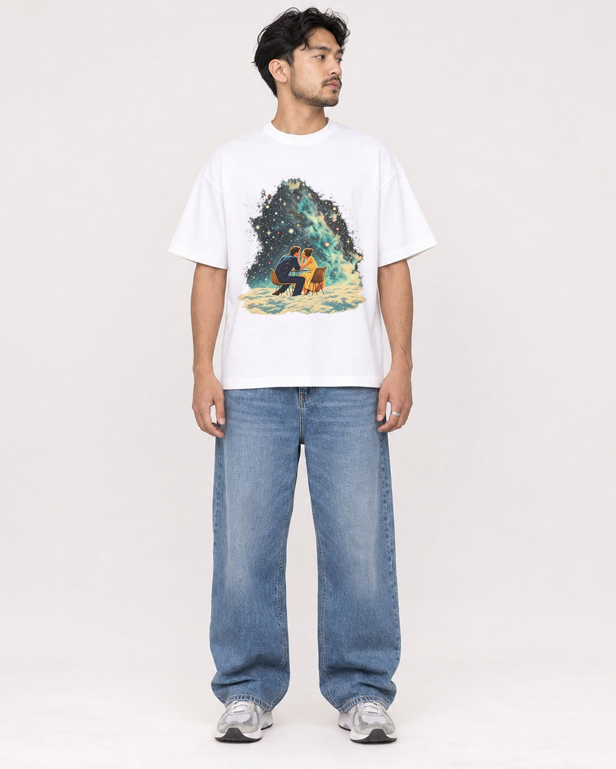 Mockup Boxy Heavyweight Tee White male full-body 02