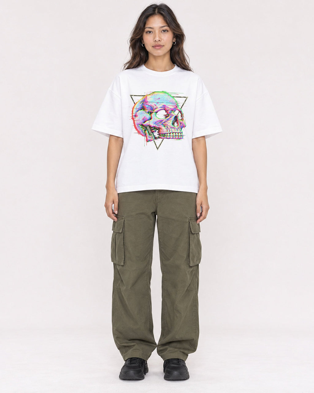 Mockup Boxy Heavyweight Tee White female full-body 02
