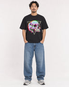 Mockup Boxy Heavyweight Tee Black male full-body 02