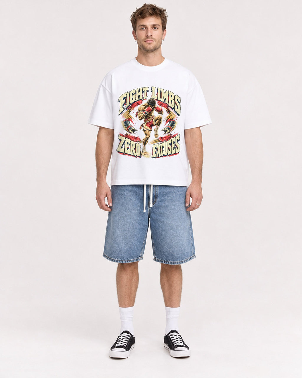 Mockup Boxy Heavyweight Tee White male full-body 08