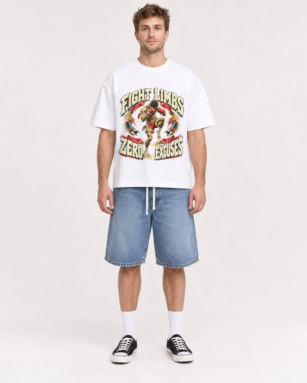 Mockup Boxy Heavyweight Tee White male full-body 08