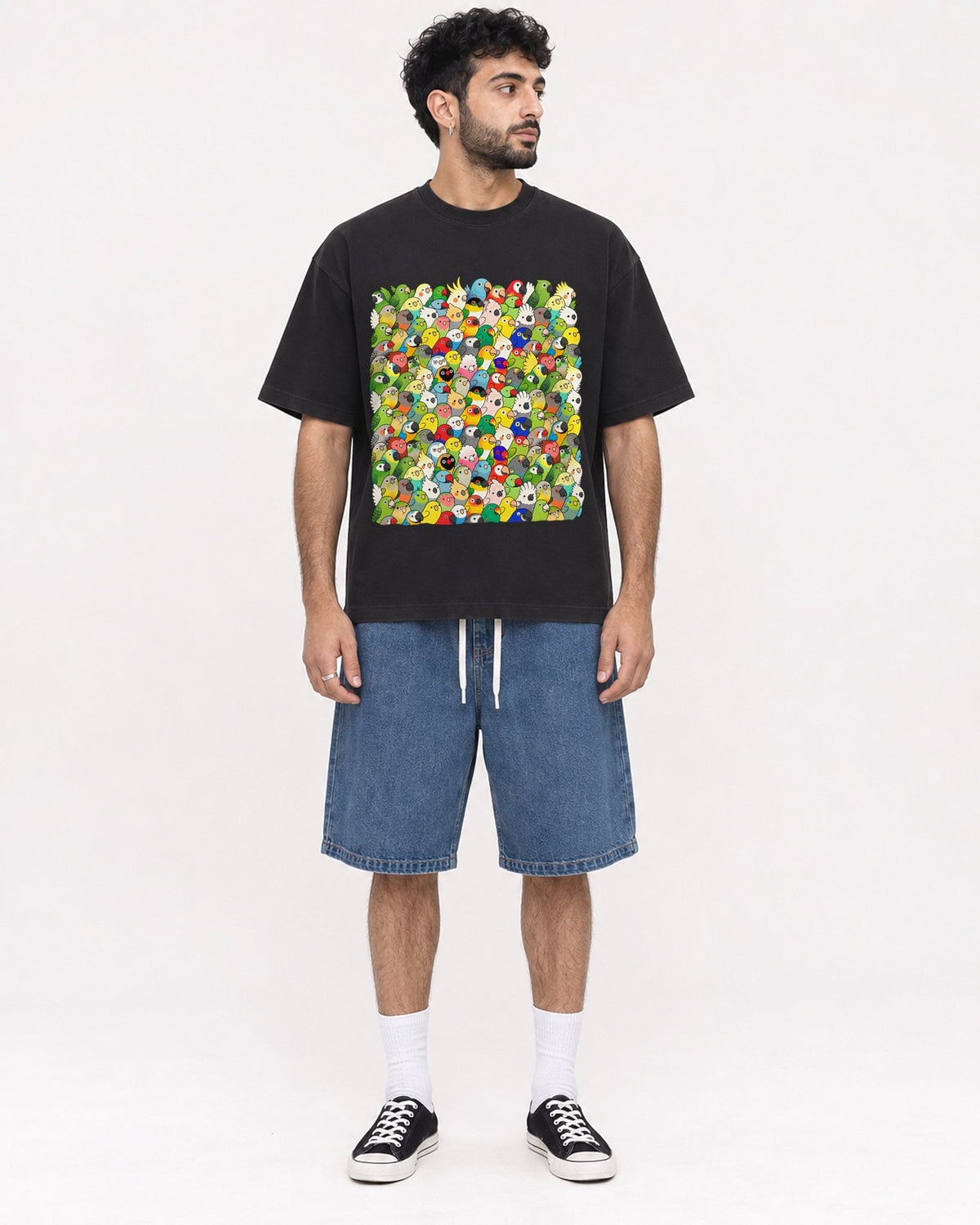 Mockup Boxy Heavyweight Tee Black male full-body 07