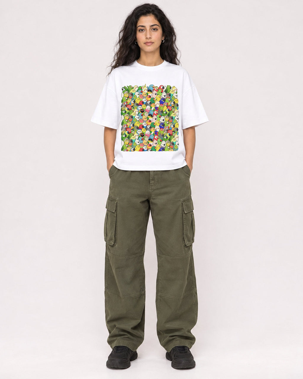Mockup Boxy Heavyweight Tee White female full-body 07