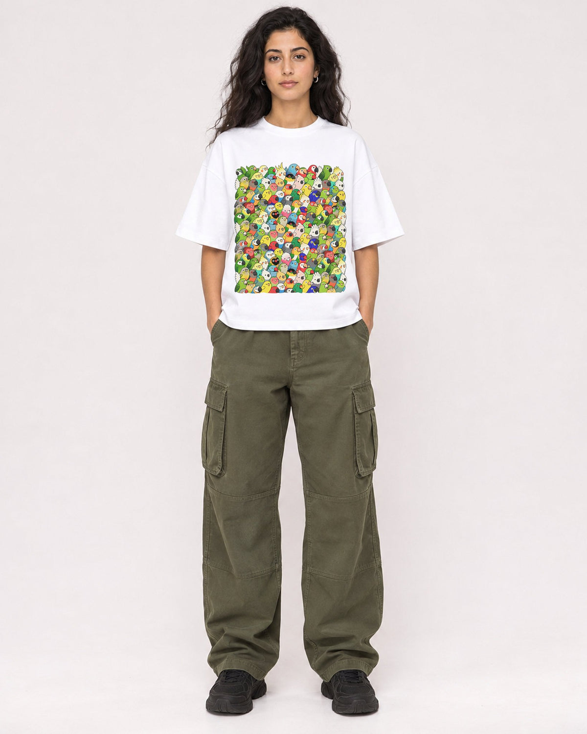 Mockup Boxy Heavyweight Tee White female full-body 07