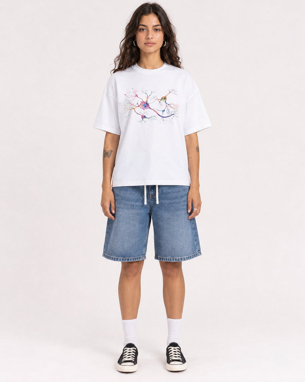 Mockup Boxy Heavyweight Tee White female full-body 06