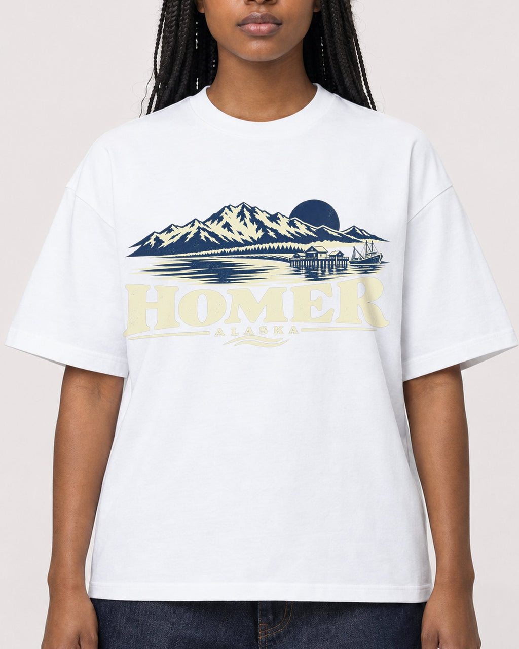 Mockup Boxy Heavyweight Tee White female close-up 04