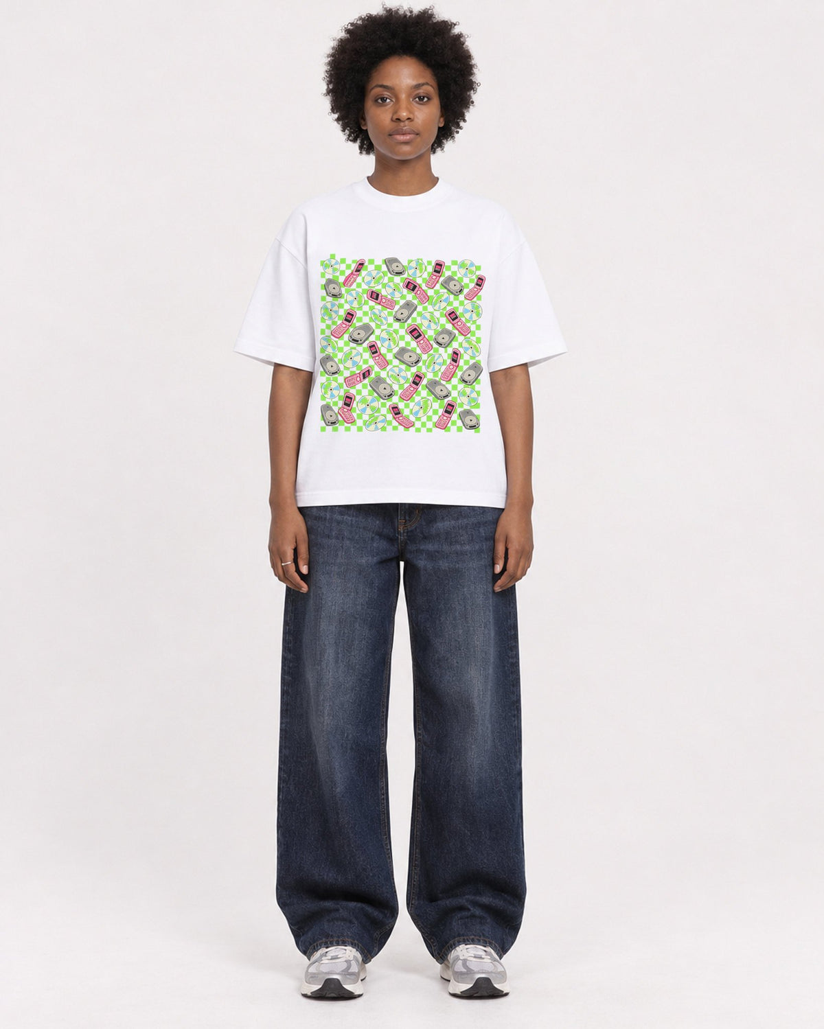 Mockup Boxy Heavyweight Tee White female full-body 14