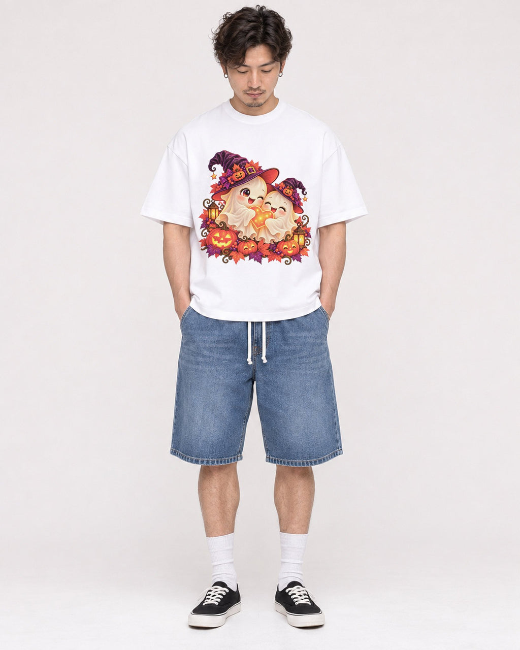 Mockup Boxy Heavyweight Tee White male full-body 03