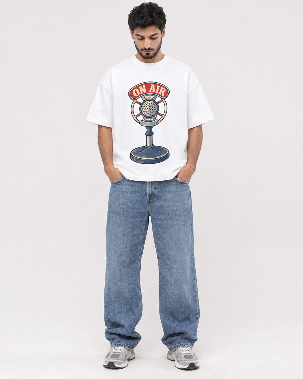Mockup Boxy Heavyweight Tee White male full-body 07