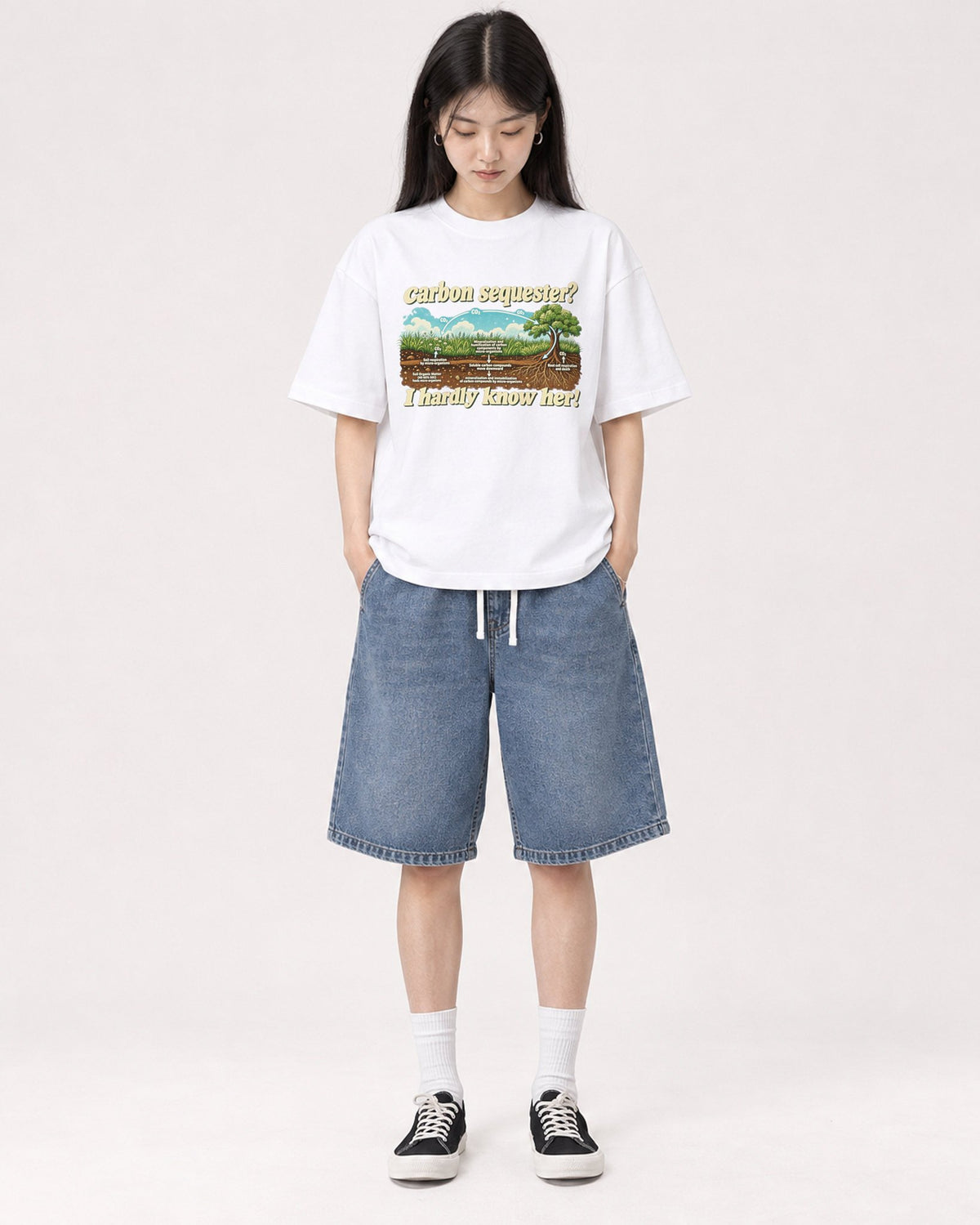 Mockup Boxy Heavyweight Tee White female full-body 01