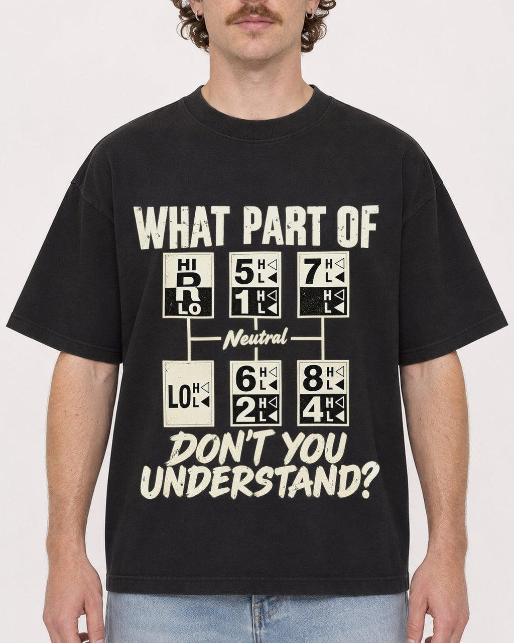 Mockup Boxy Heavyweight Tee Black male close-up 09