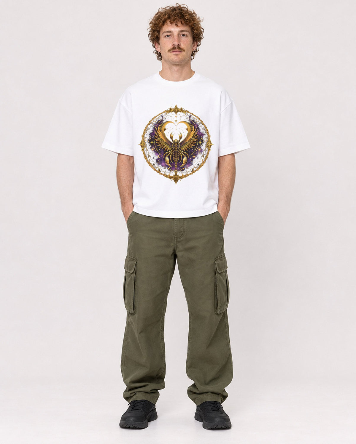 Mockup Boxy Heavyweight Tee White male full-body 09