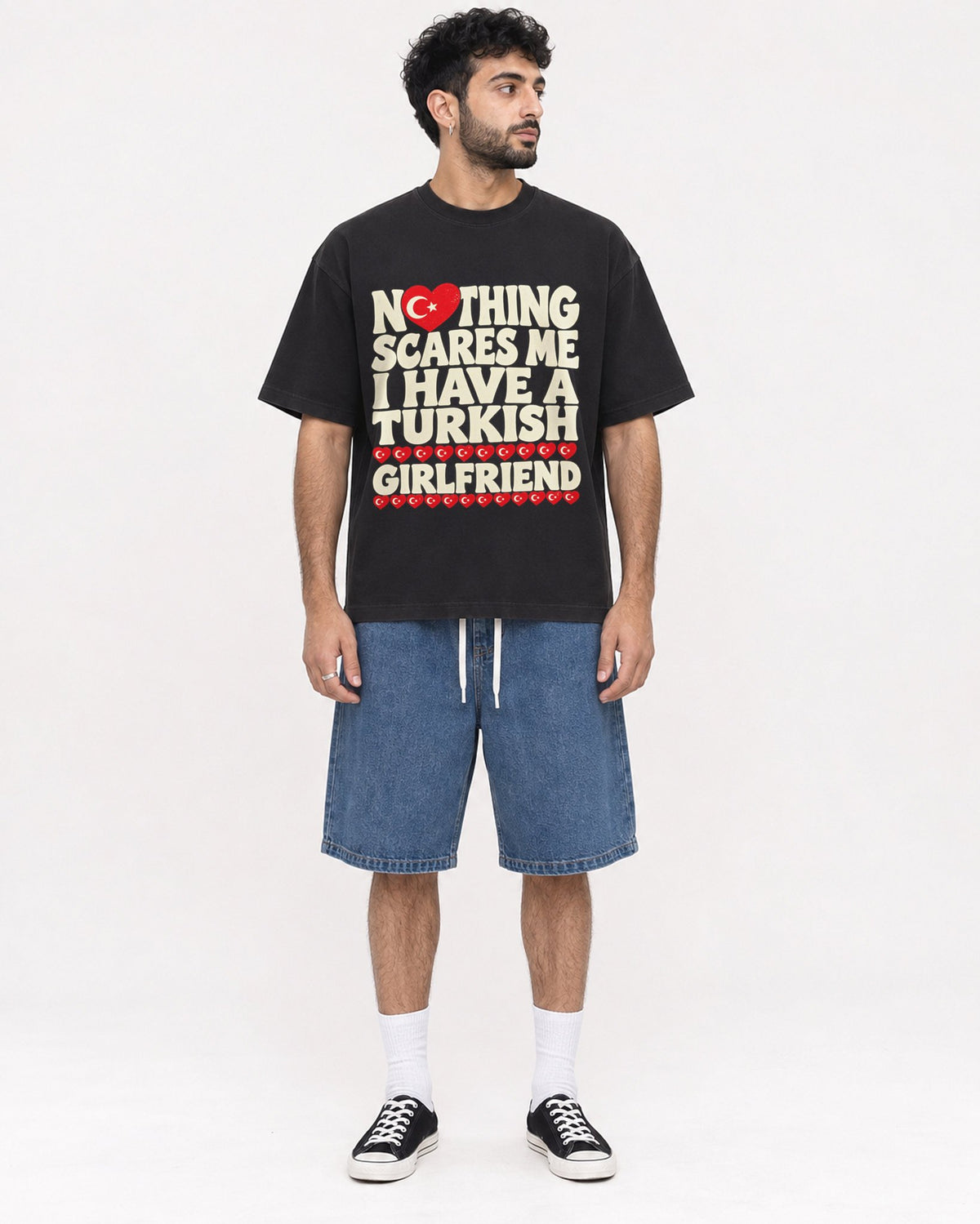 Mockup Boxy Heavyweight Tee Black male full-body 07
