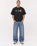 Mockup Boxy Heavyweight Tee Black male full-body 50