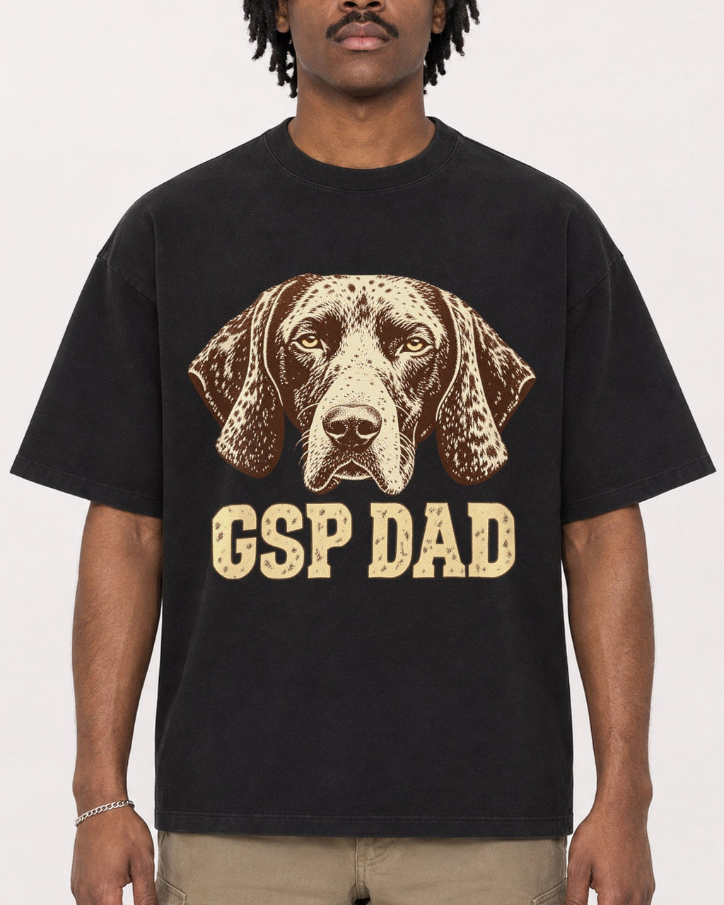 Mockup Boxy Heavyweight Tee Black male close-up 04