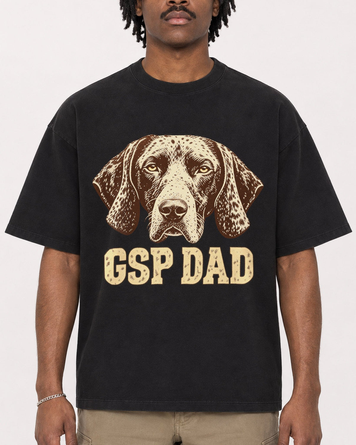 Mockup Boxy Heavyweight Tee Black male close-up 04