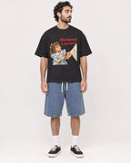 Mockup Boxy Heavyweight Tee Black male full-body 47