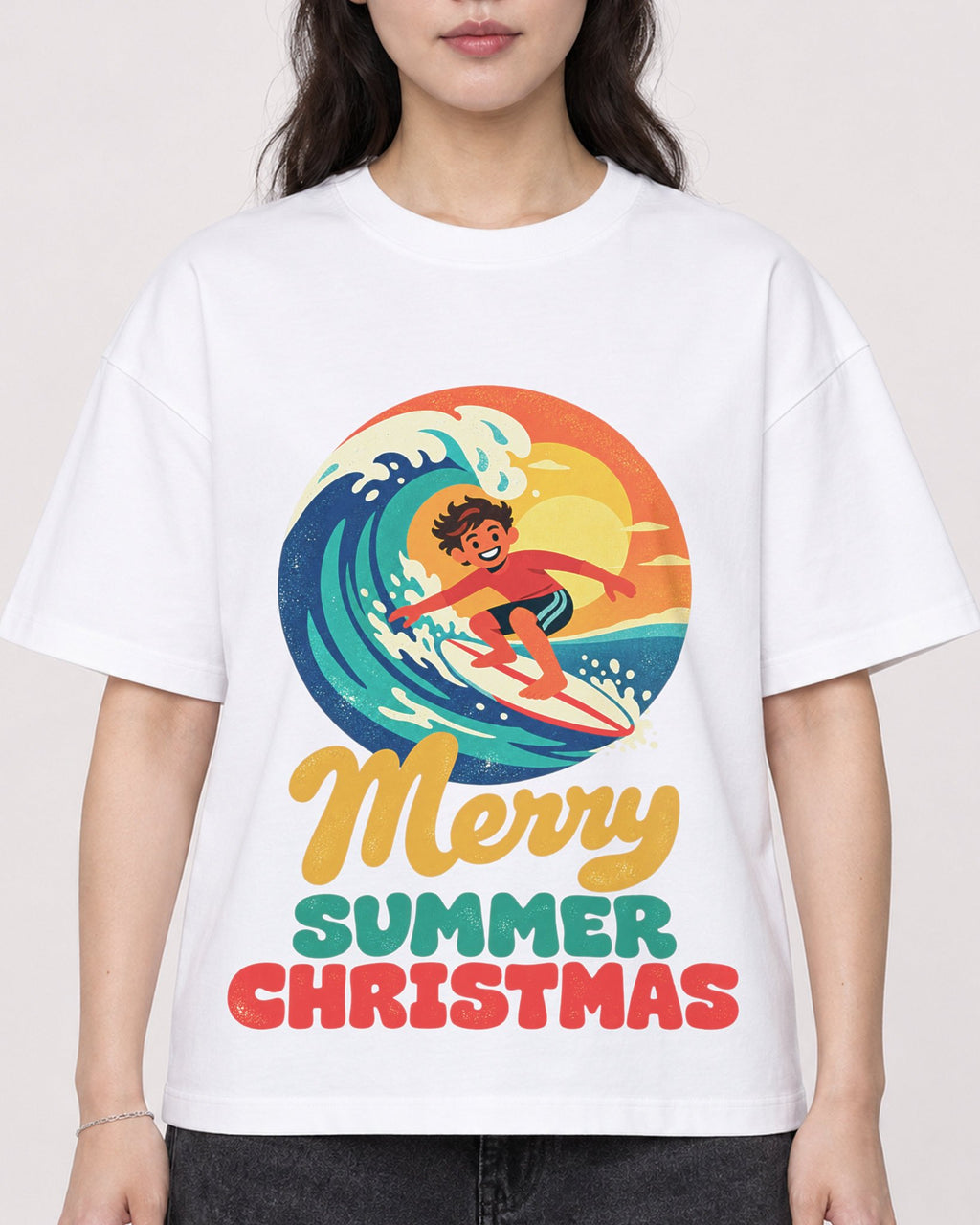 Mockup Boxy Heavyweight Tee White female close-up 03