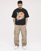 Mockup Boxy Heavyweight Tee Black male full-body 12
