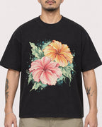 Mockup Boxy Heavyweight Tee Black male close-up 12