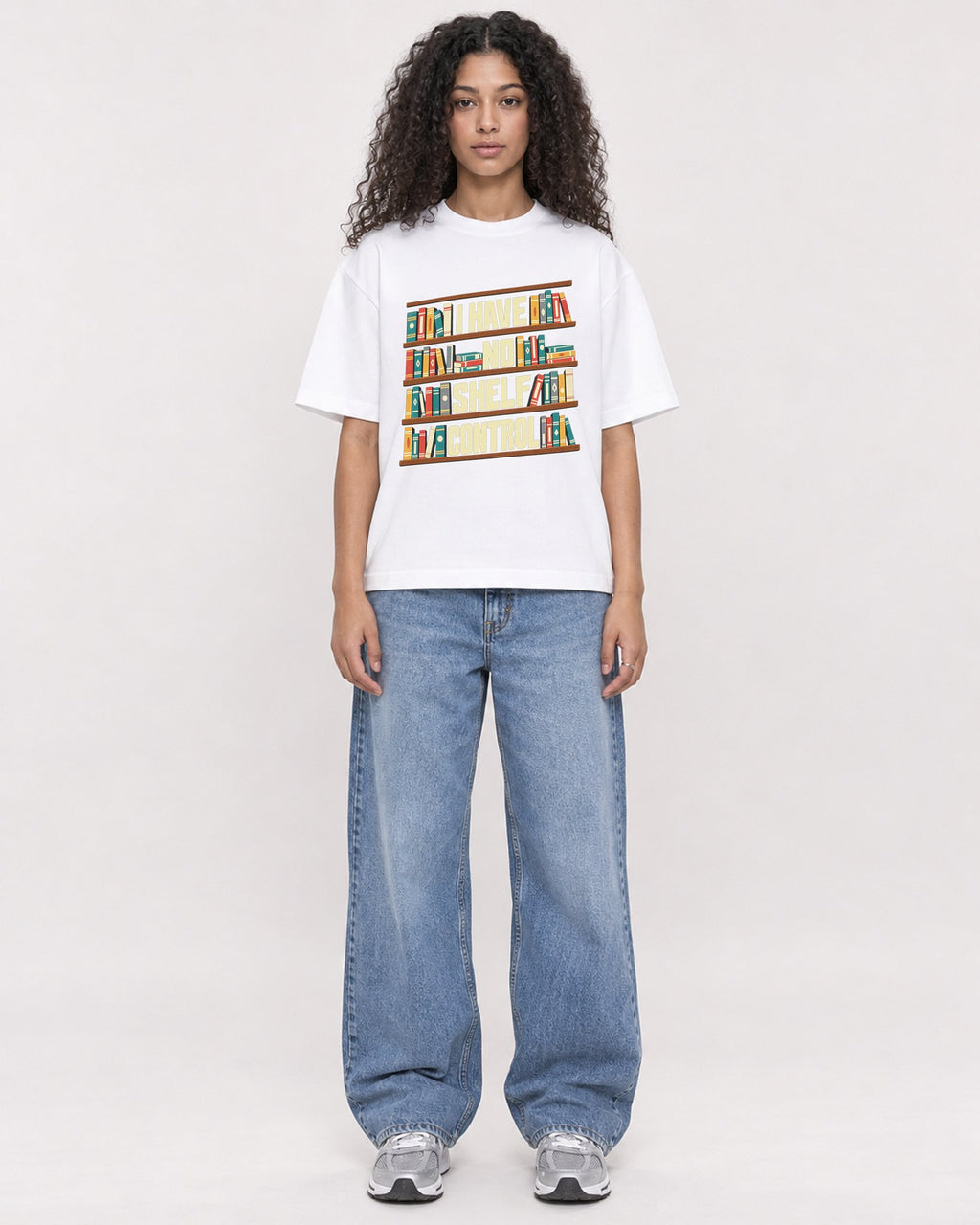 Mockup Boxy Heavyweight Tee White female full-body 10